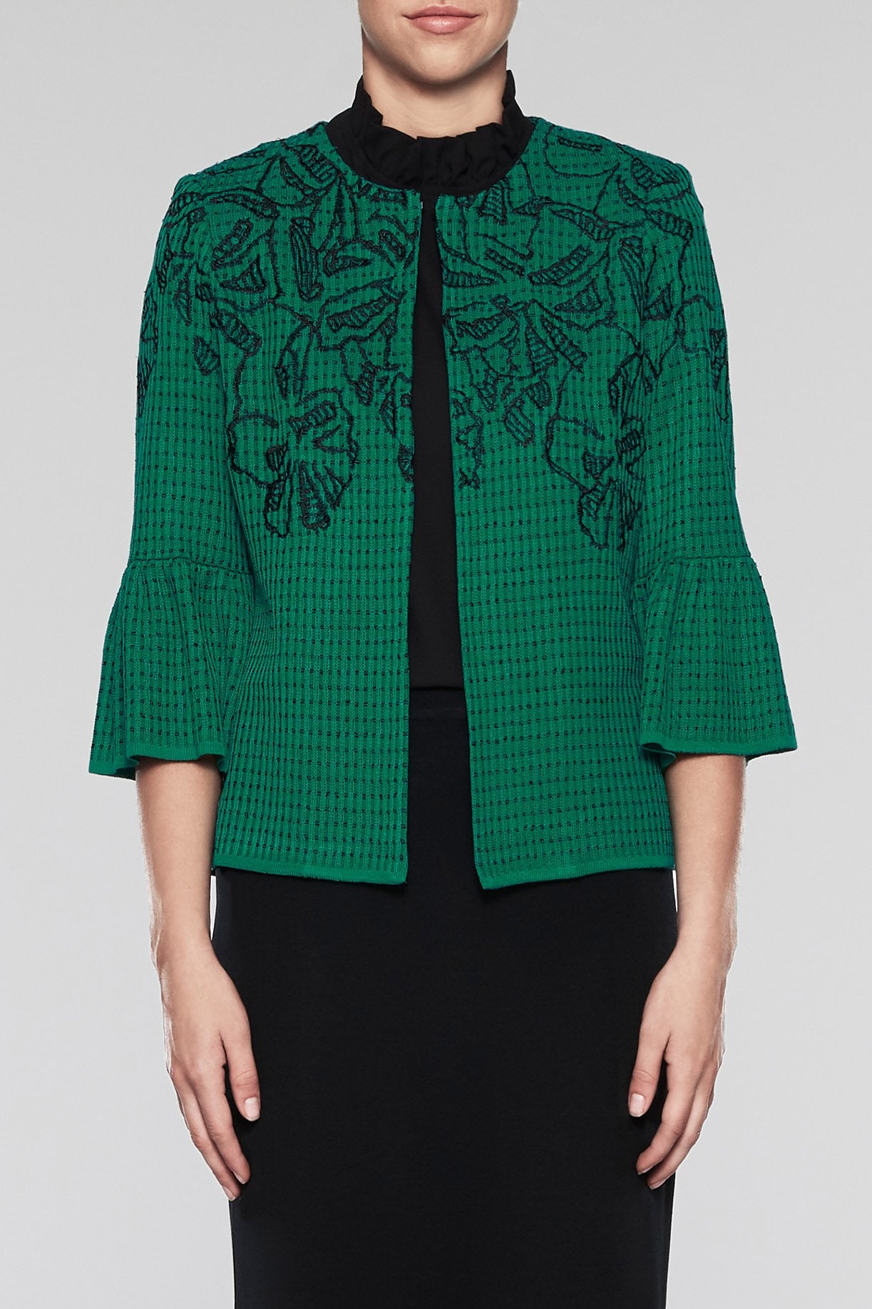 Abstract Floral Bell Sleeve Jacket