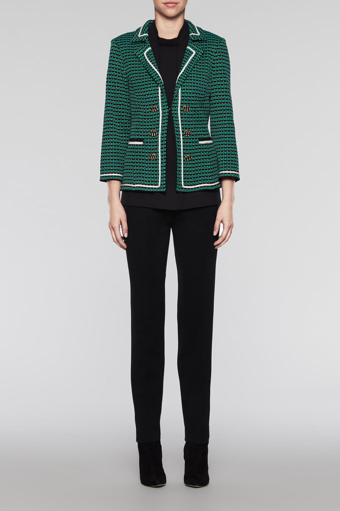 Modern Textured Blazer Color Pine/Black/Ivory