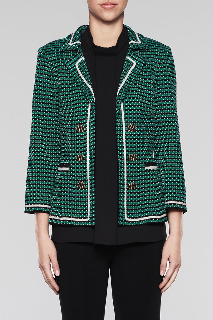 Modern Textured Blazer Color Pine/Black/Ivory