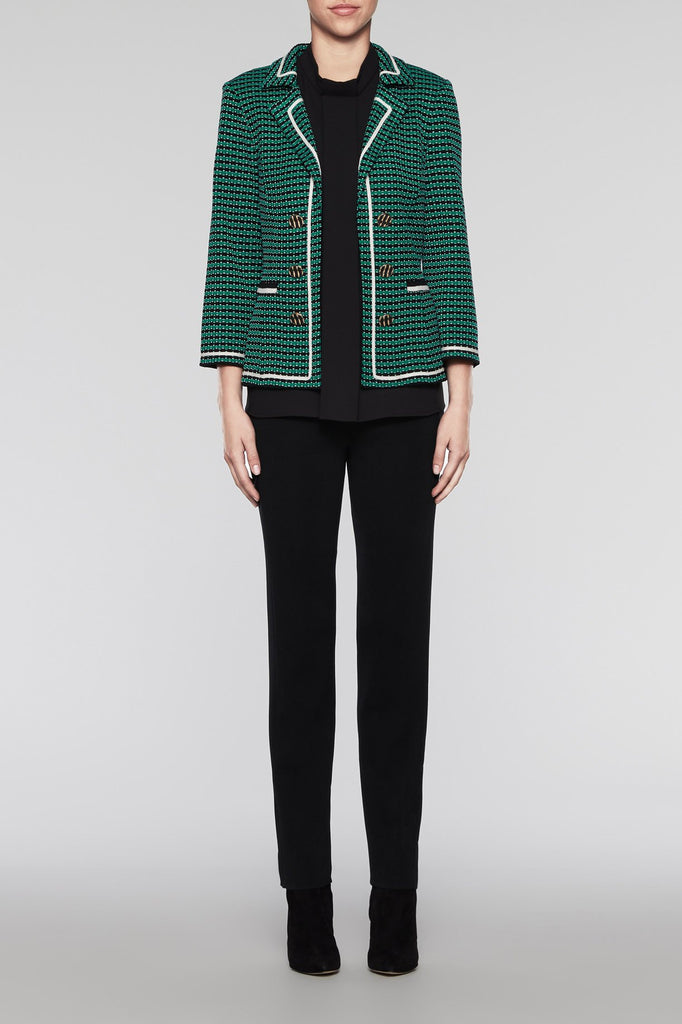 Modern Textured Blazer Color Pine/Black/Ivory