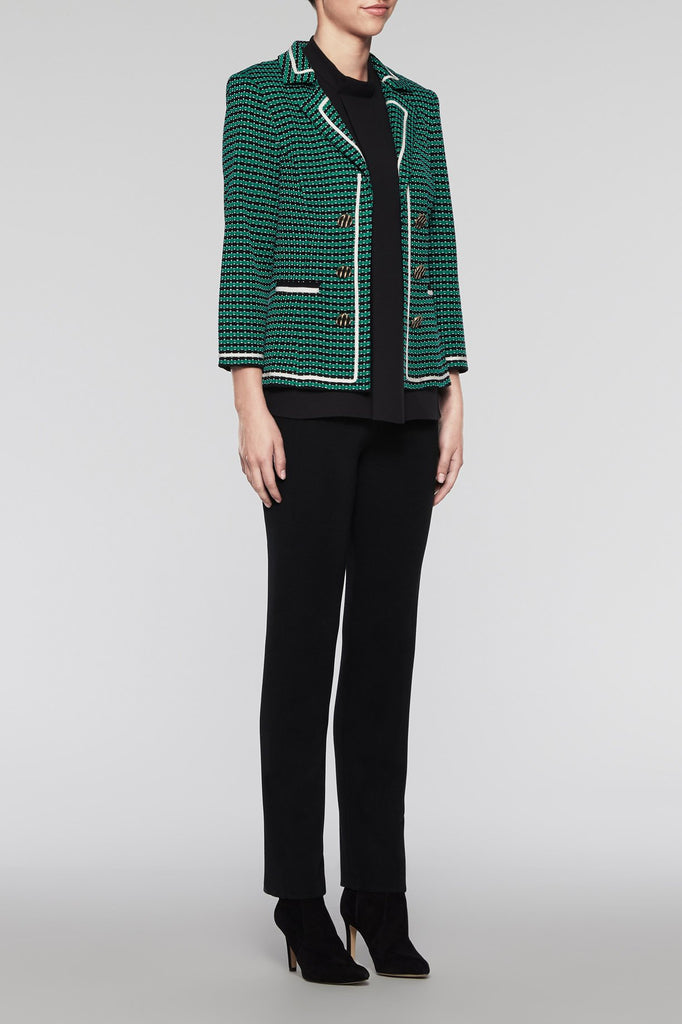 Modern Textured Blazer Color Pine/Black/Ivory