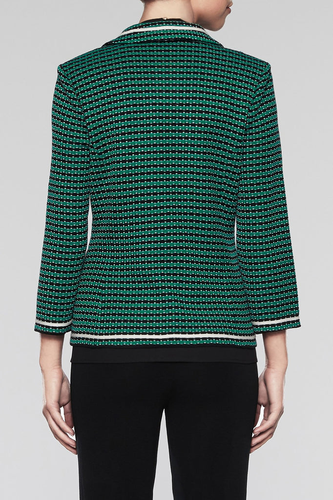 Modern Textured Blazer Color Pine/Black/Ivory