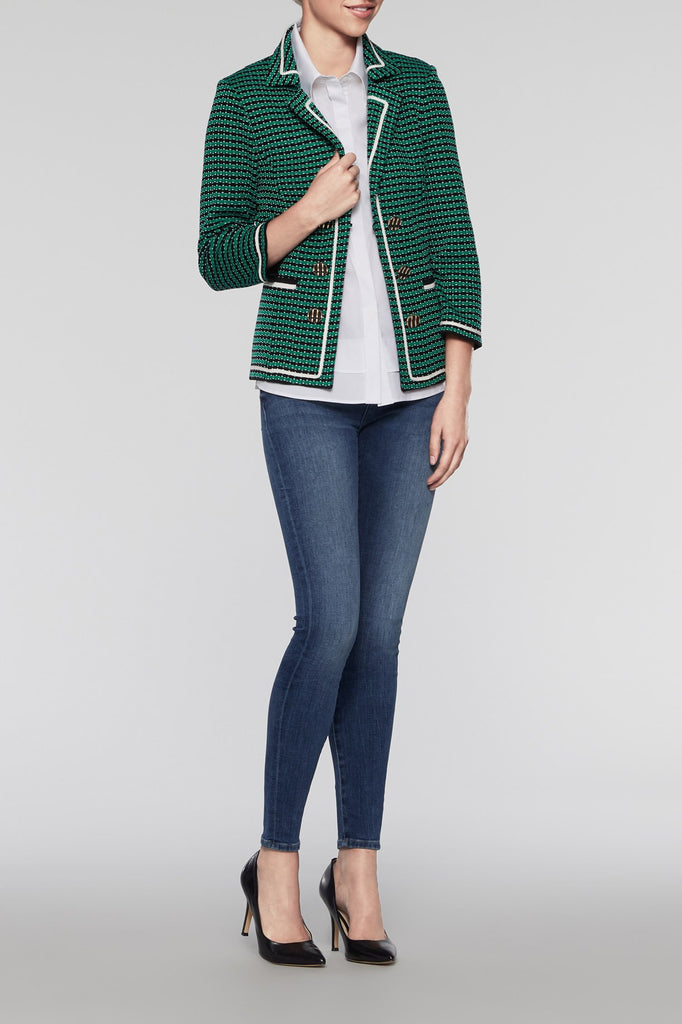 Modern Textured Blazer Color Pine/Black/Ivory