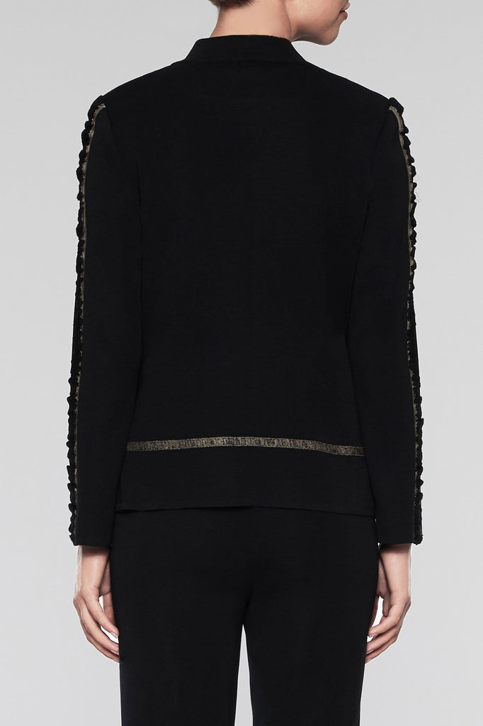 Ruched Trim Zip Jacket Color Black/Cedar