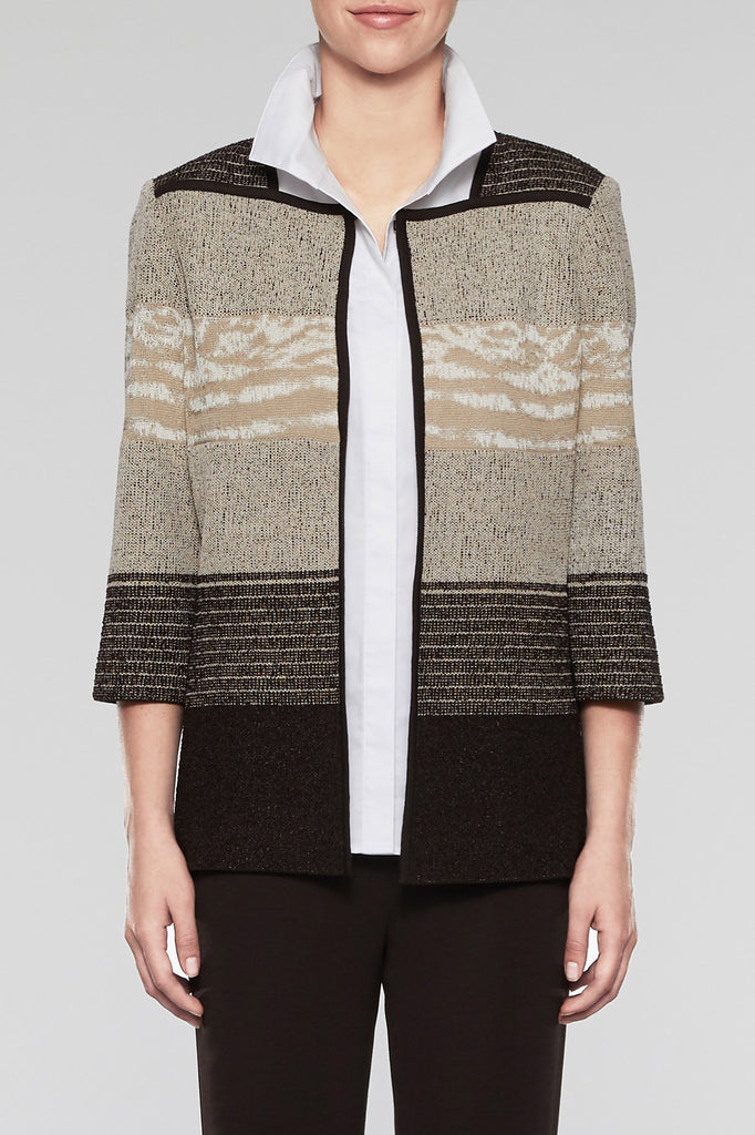 Textured Square Neck Jacket Color Cedar/Coffee/Woodchip