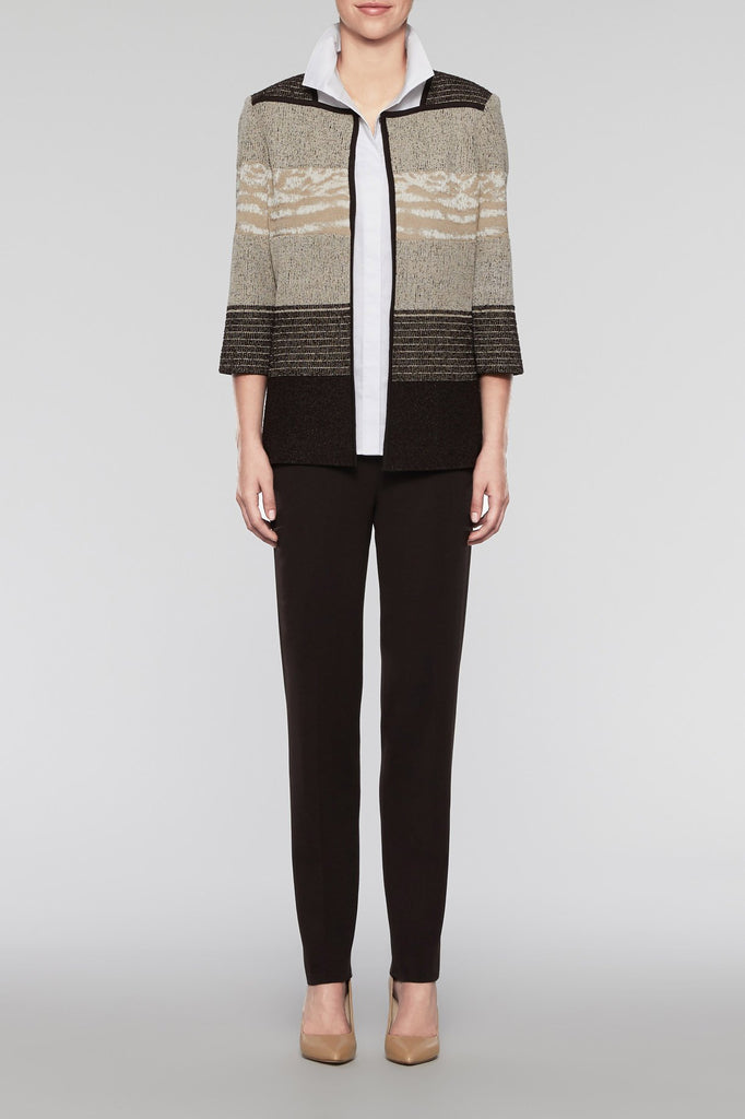 Textured Square Neck Jacket Color Cedar/Coffee/Woodchip