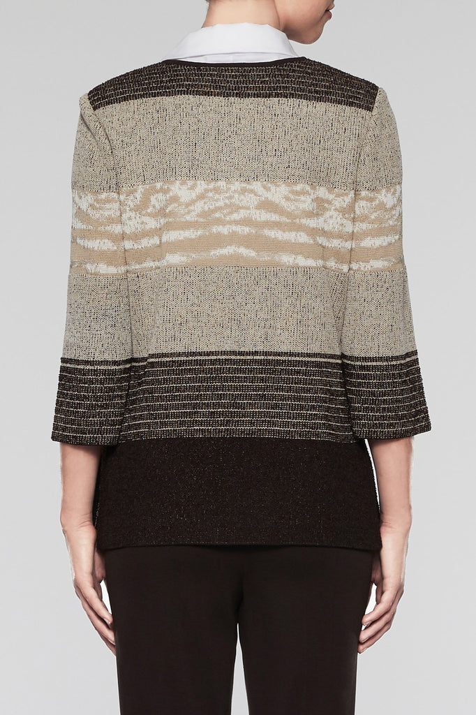 Textured Square Neck Jacket Color Cedar/Coffee/Woodchip