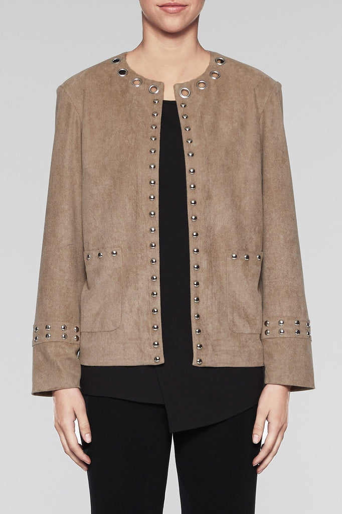 Suede Grommet Trim Jacket Color Cedar