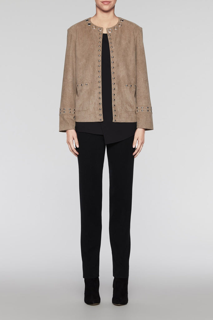 Suede Grommet Trim Jacket Color Cedar