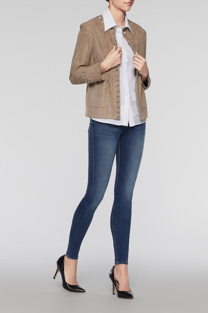 Suede Grommet Trim Jacket Color Cedar