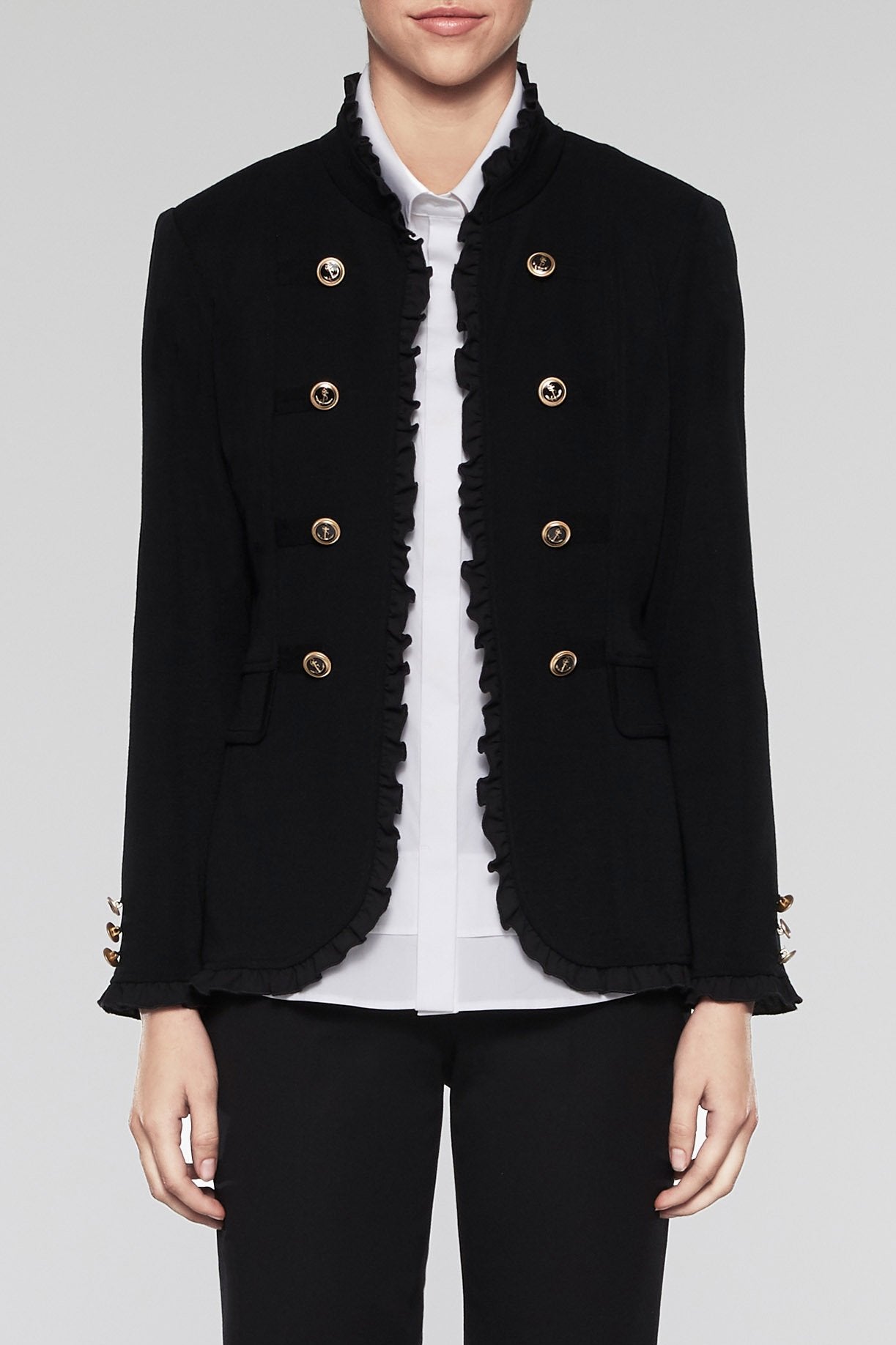 Ruffle Trim Military Jacket