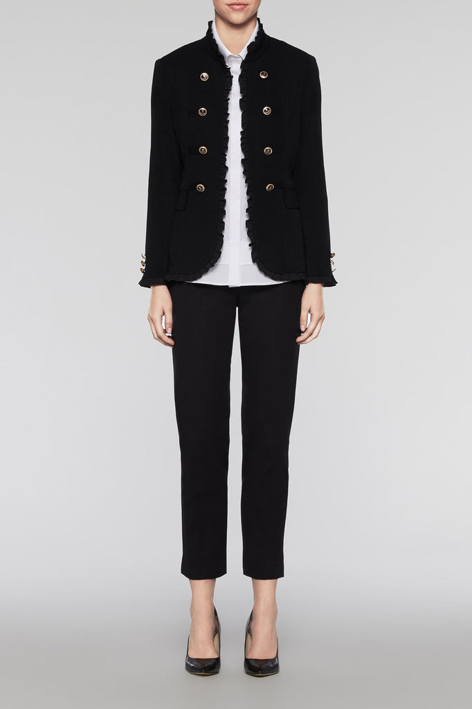 Ruffle Trim Military Jacket Color Black
