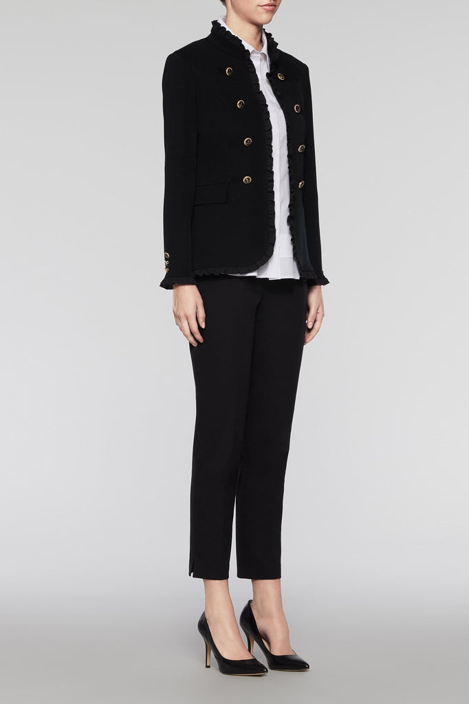 Ruffle Trim Military Jacket Color Black