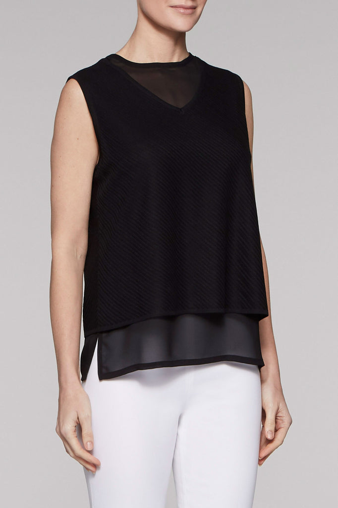 Sheer Layered Tank Color Black