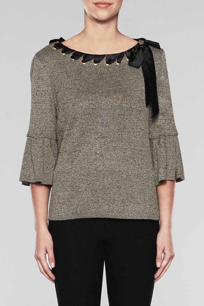 Ribbon Weave Tunic Color Black/Cedar