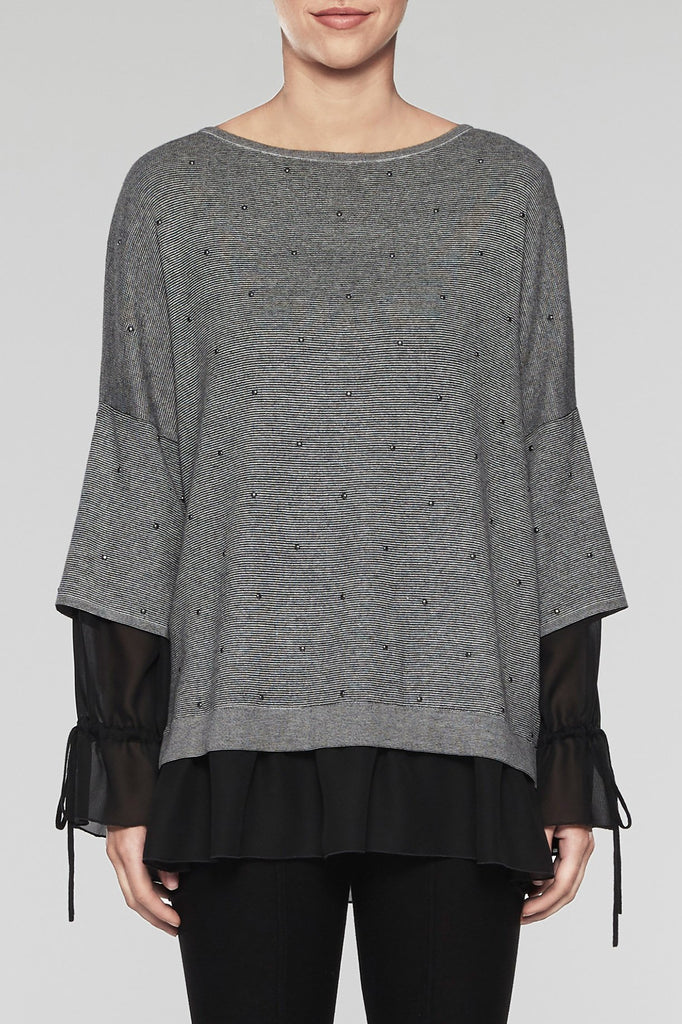 Tiered-Sleeve Tunic Color Black/Woodchip