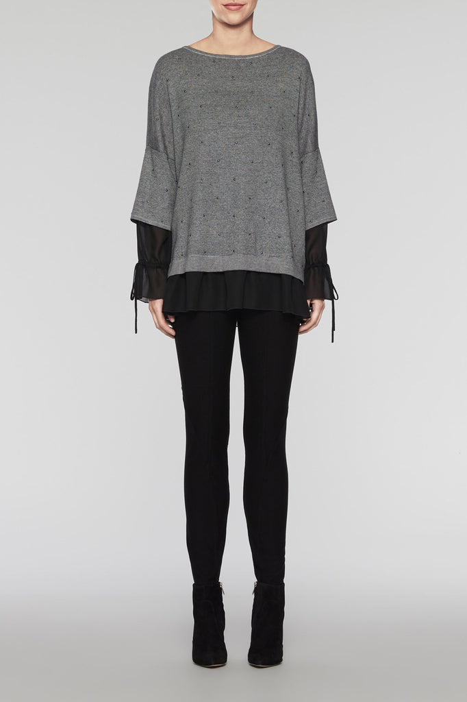 Tiered-Sleeve Tunic Color Black/Woodchip