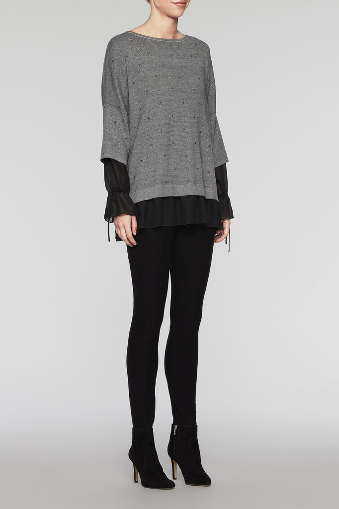 Tiered-Sleeve Tunic Color Black/Woodchip