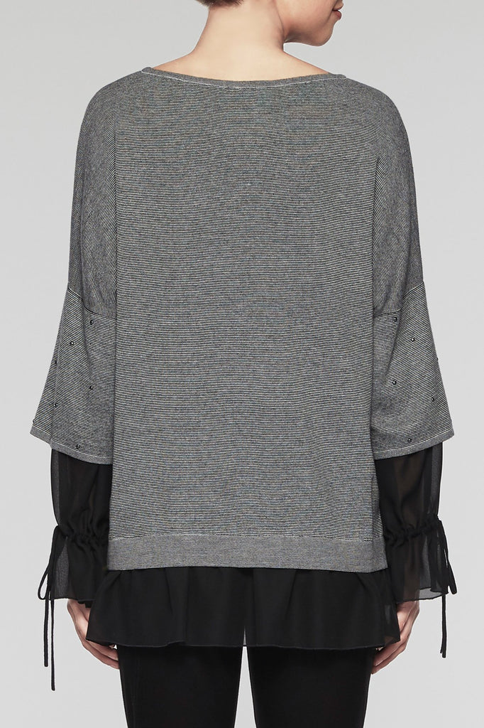 Tiered-Sleeve Tunic Color Black/Woodchip
