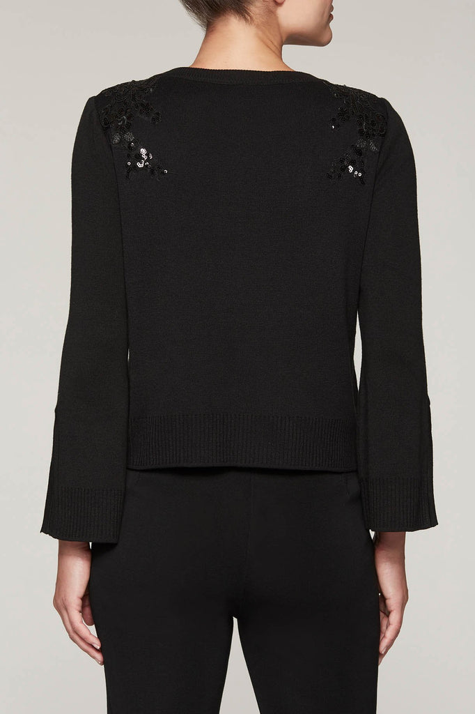 Sequin Appliqué Top Color Black