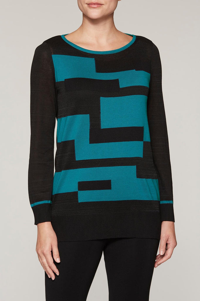 Abstract Zig-Zag Tunic Color Horizon/Black