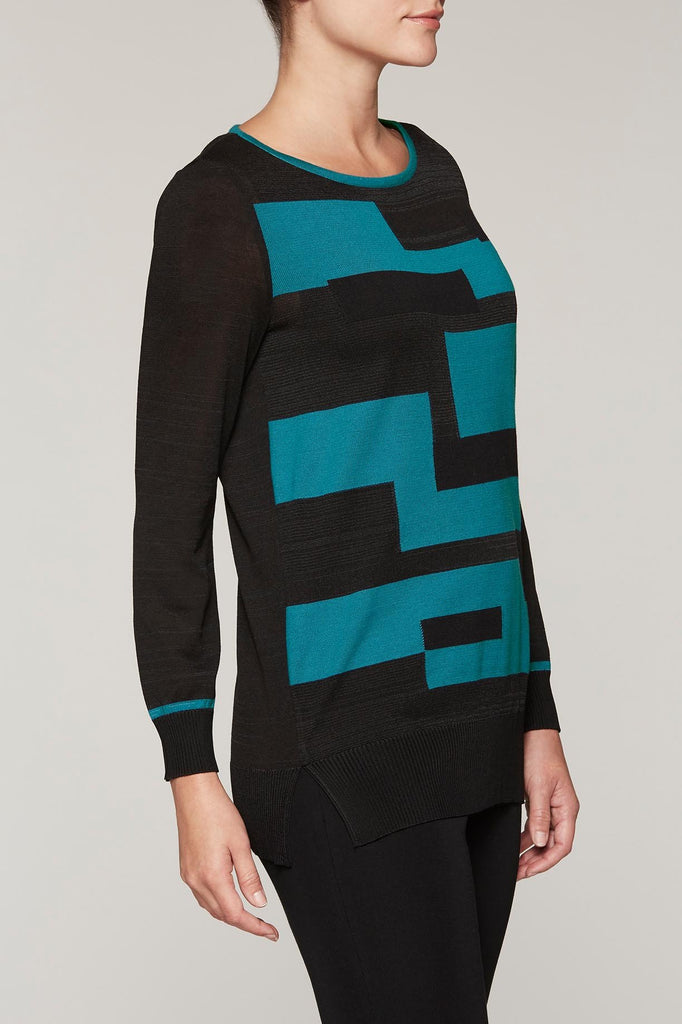 Abstract Zig-Zag Tunic Color Horizon/Black