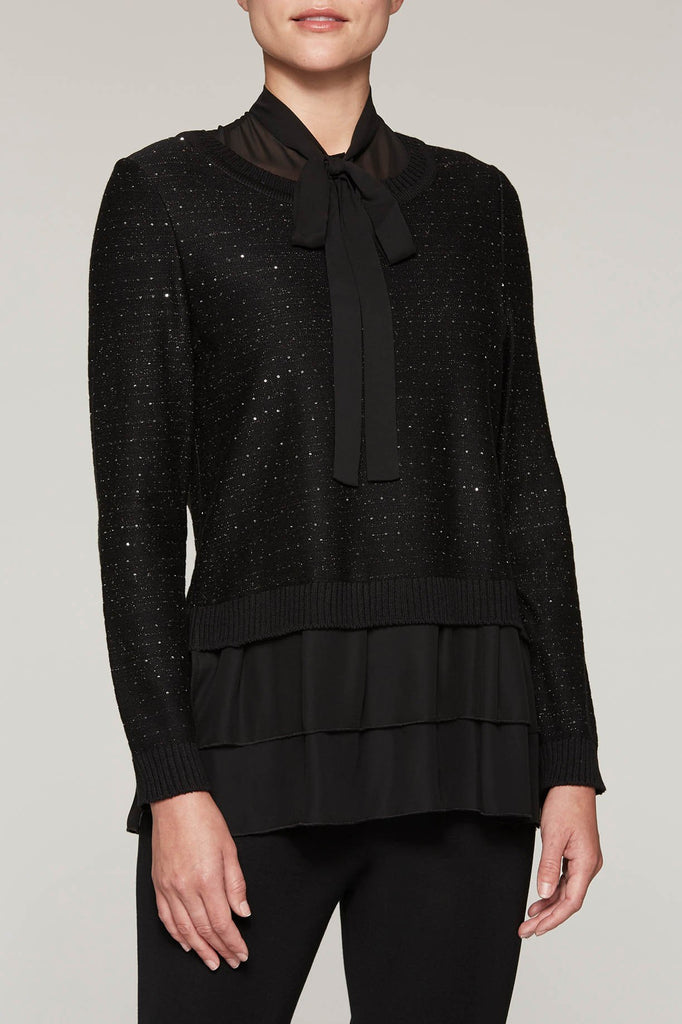 Shimmering Layered Sweater Color Black