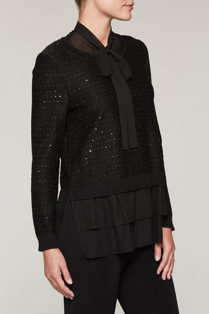 Shimmering Layered Sweater Color Black