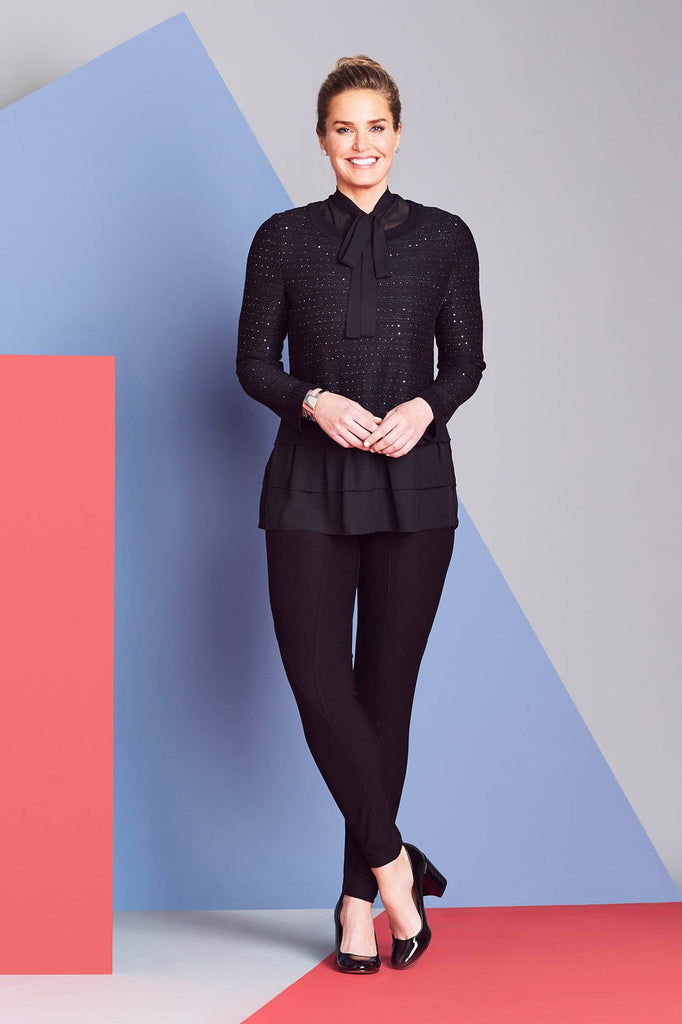 Shimmering Layered Sweater Color Black