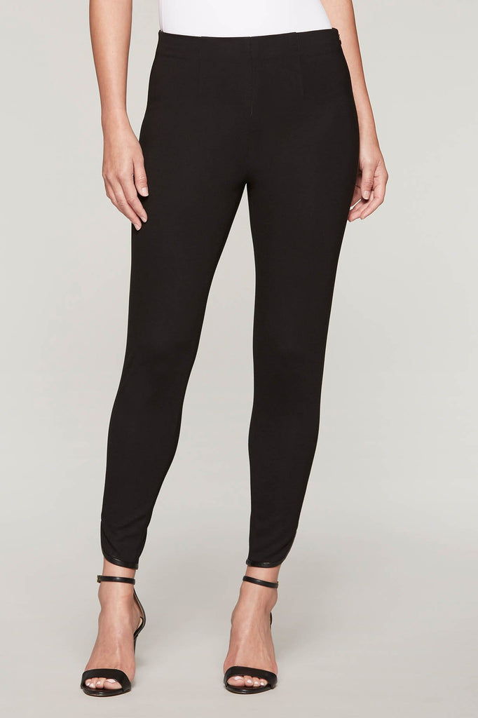 Leather Trim Ponte Pant Color Black
