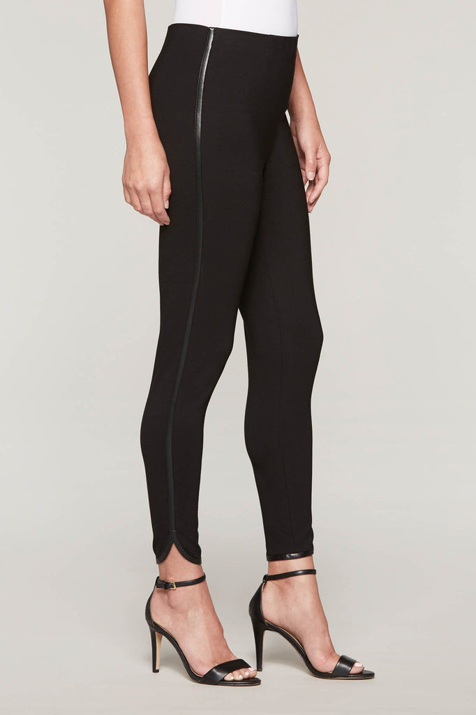 Leather Trim Ponte Pant Color Black