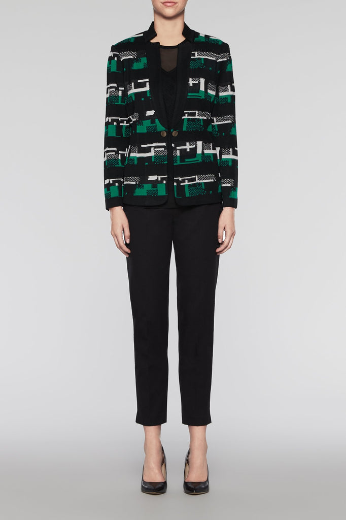 Heritage Print Cardigan Color Black/Ivory/Pine