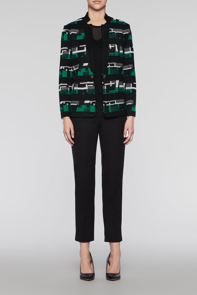 Heritage Print Cardigan Color Black/Ivory/Pine
