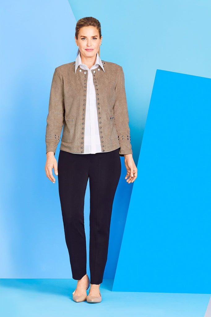 Suede Grommet Trim Jacket