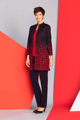 Ombré Jacquard Longline Jacket Color Black/Bushberry Red