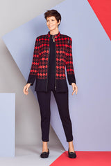 Houndstooth Zip Jacket Color Black/Bushberry Red