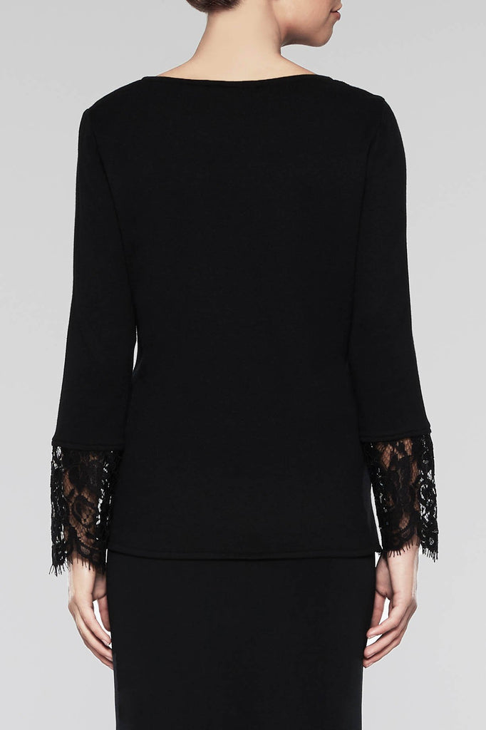 Lace Trim Blouse Color Black