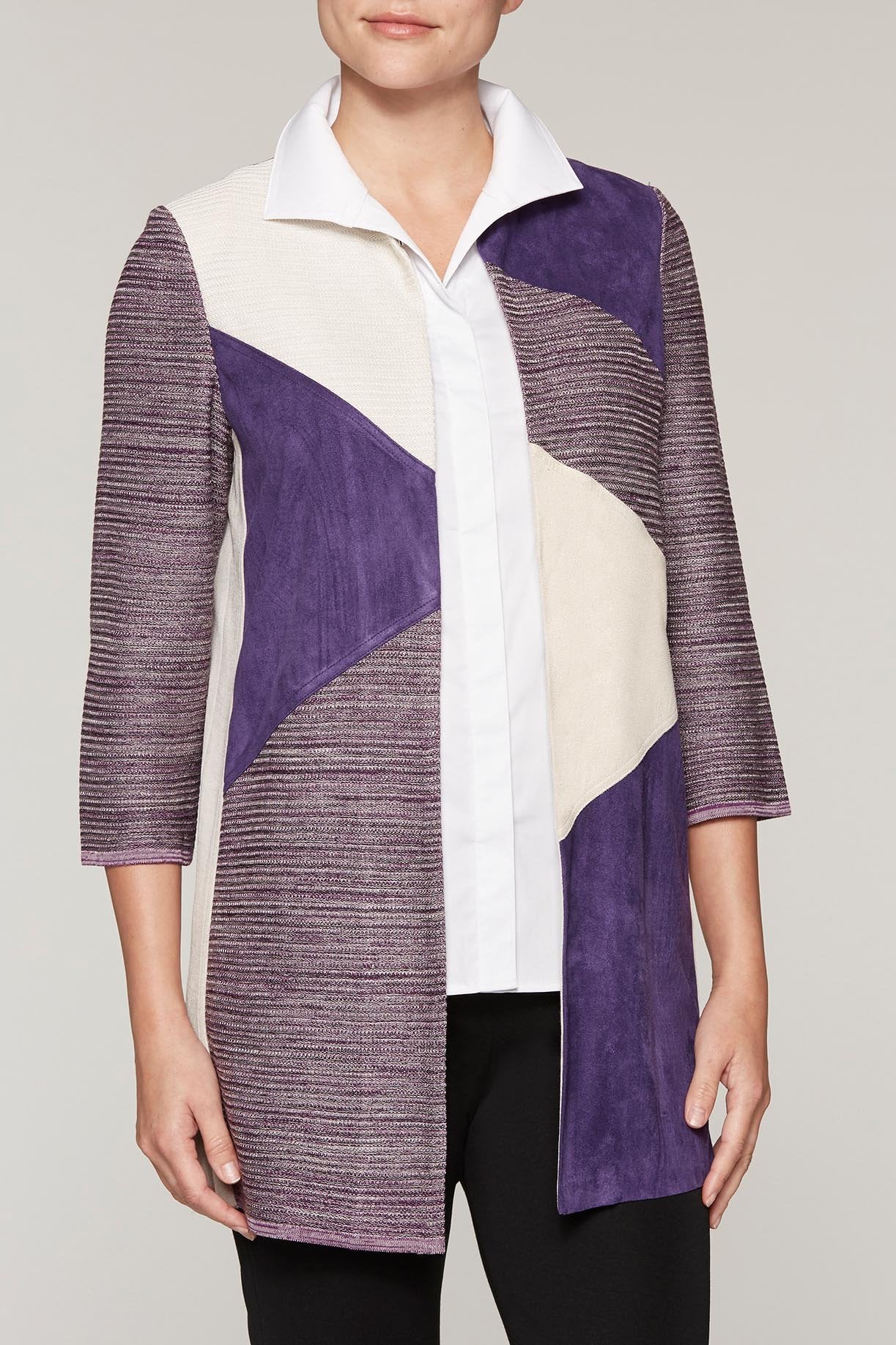 Suede Paneled Knit Jacket