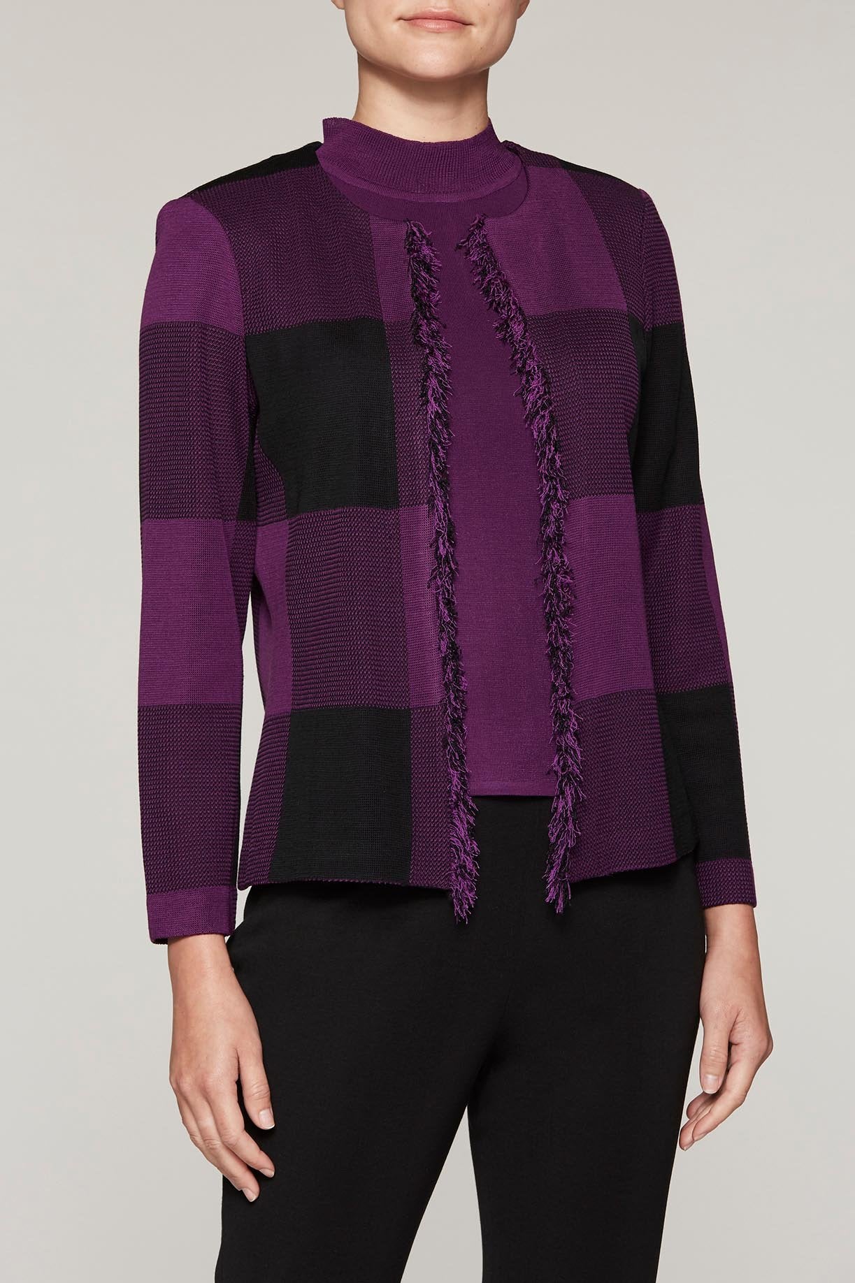 Fringe Plaid Jacket