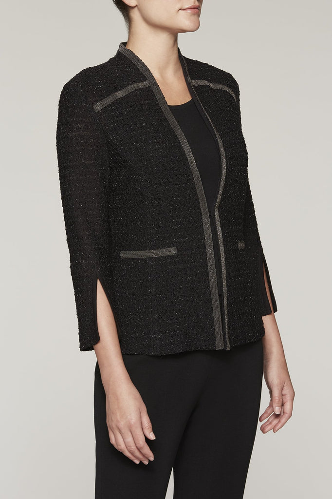 Textured Split Sleeve Jacket Color Black