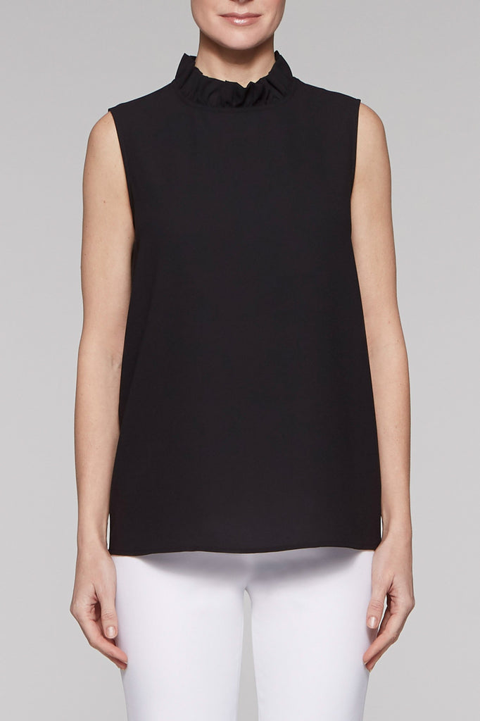 Ruffle Mock Neck Tank Color Black