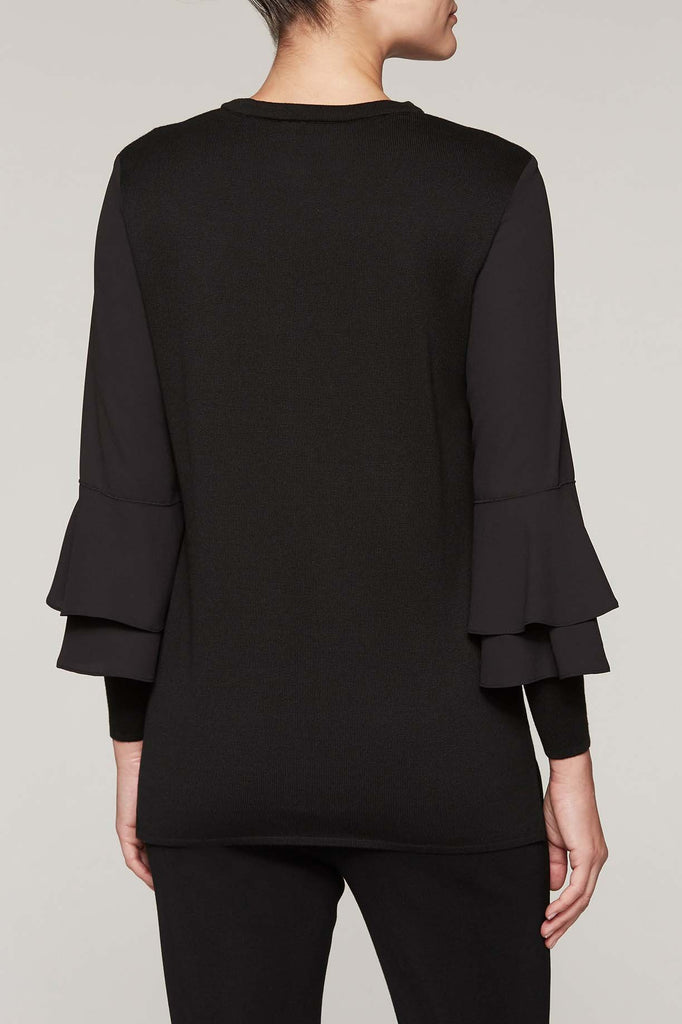 Ruffle Bell Sleeve Tunic Color Black