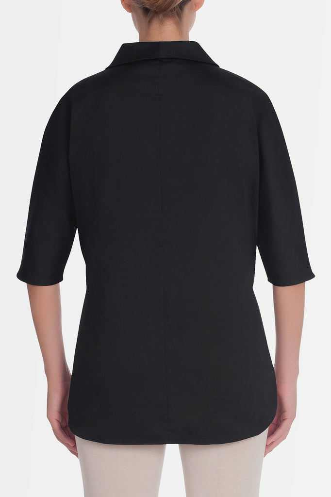 Relaxed V-Neck Woven Tunic Color Black