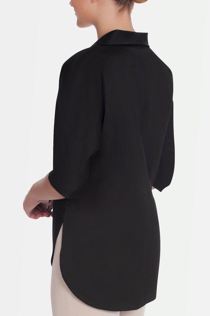 Relaxed V-Neck Woven Tunic Color Black