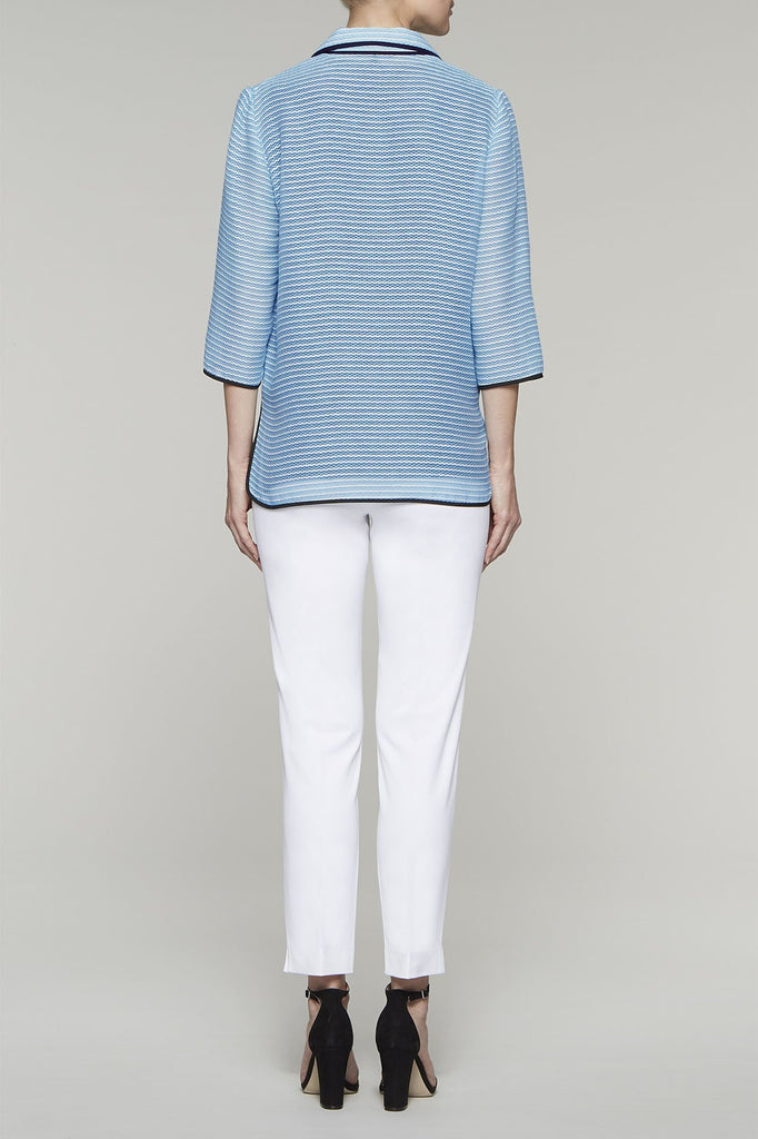 Bluebonnet Striped Woven Jacket Color Bluebonnet/Black/White