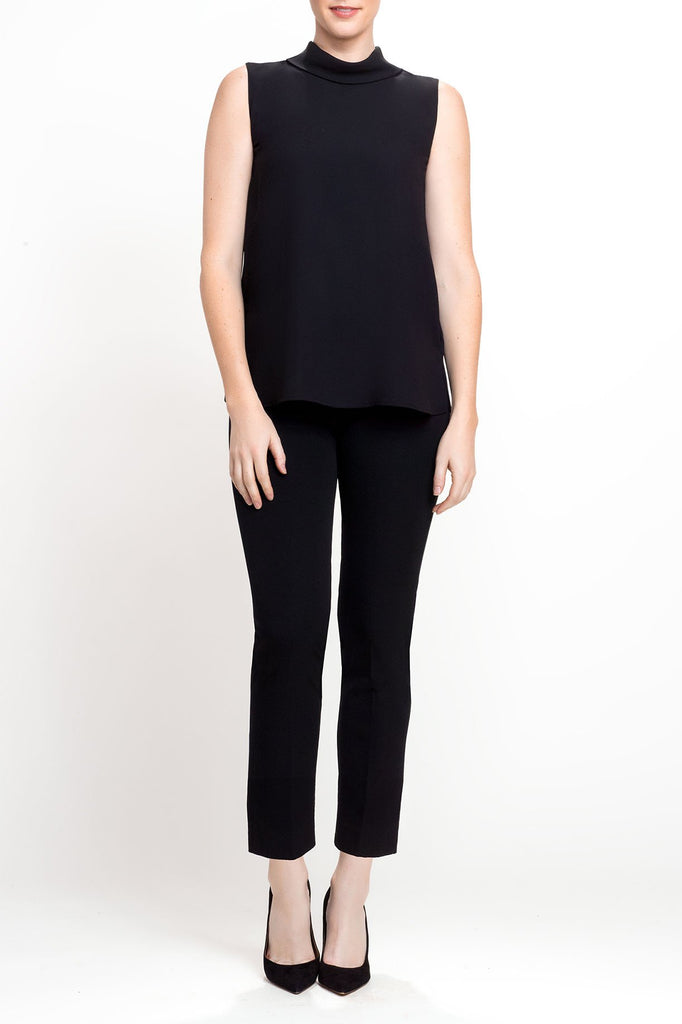 Front-Tab Black Woven Pant Black