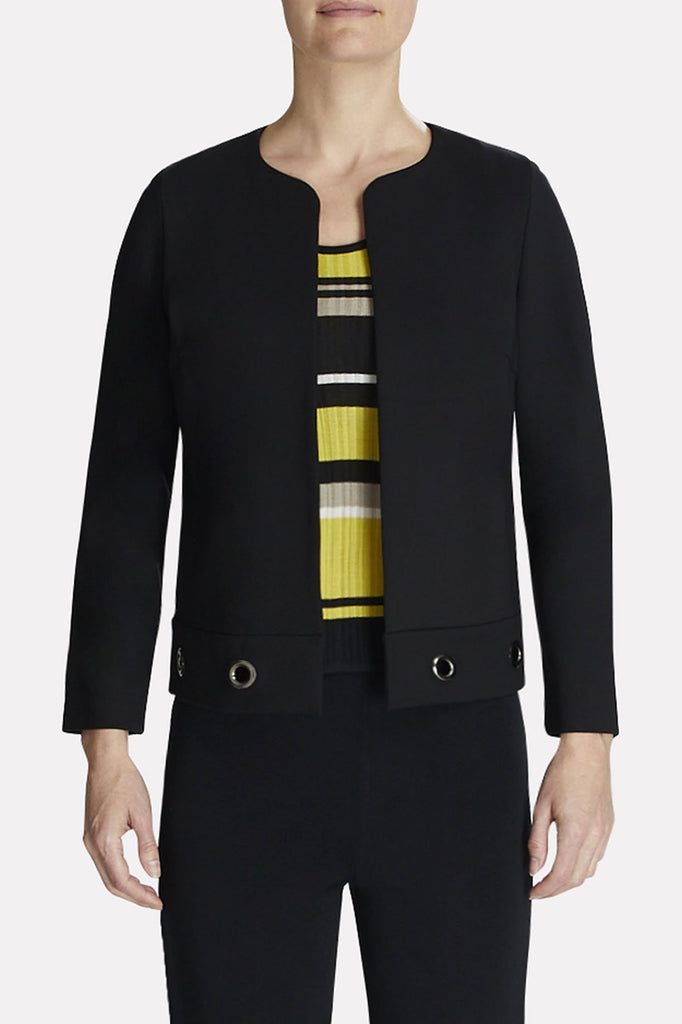 Grommet Hem Ponte Jacket Color Black
