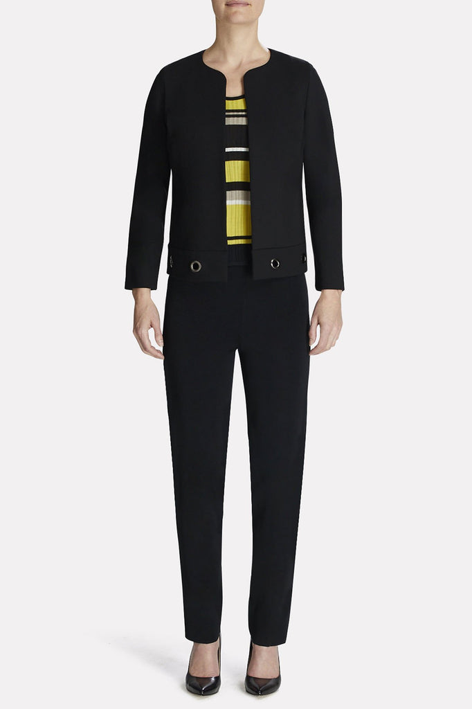 Grommet Hem Ponte Jacket Color Black