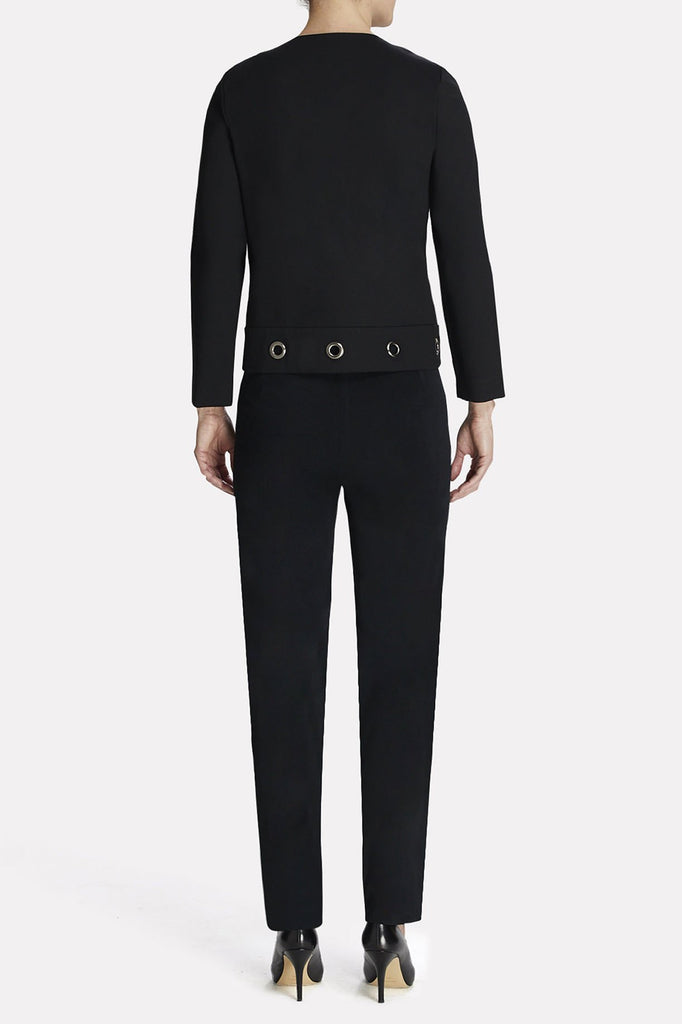 Grommet Hem Ponte Jacket Color Black
