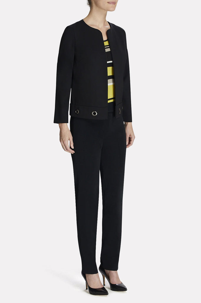 Grommet Hem Ponte Jacket Color Black
